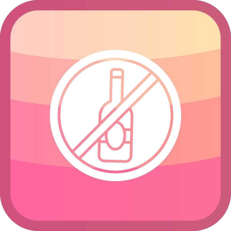No alcohol glifo cuadrar de colores icono vector