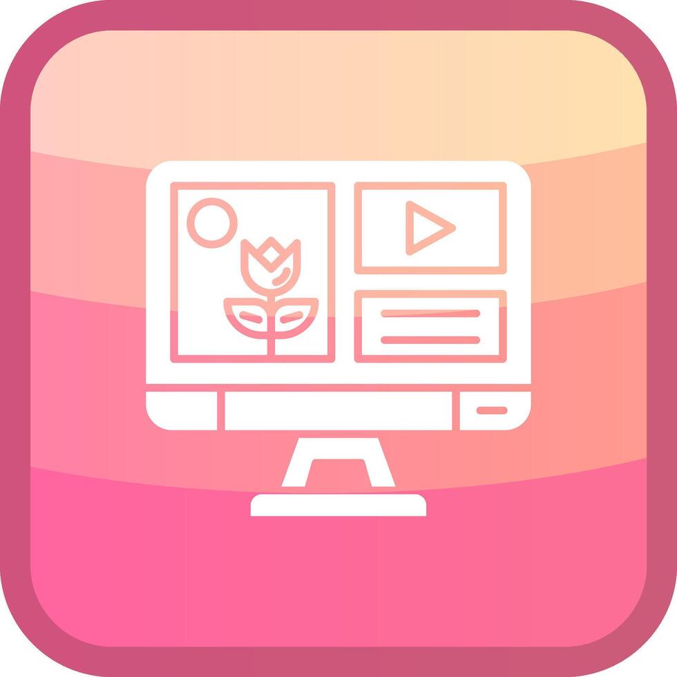 Mixed media Glyph Squre Colored Icon vector