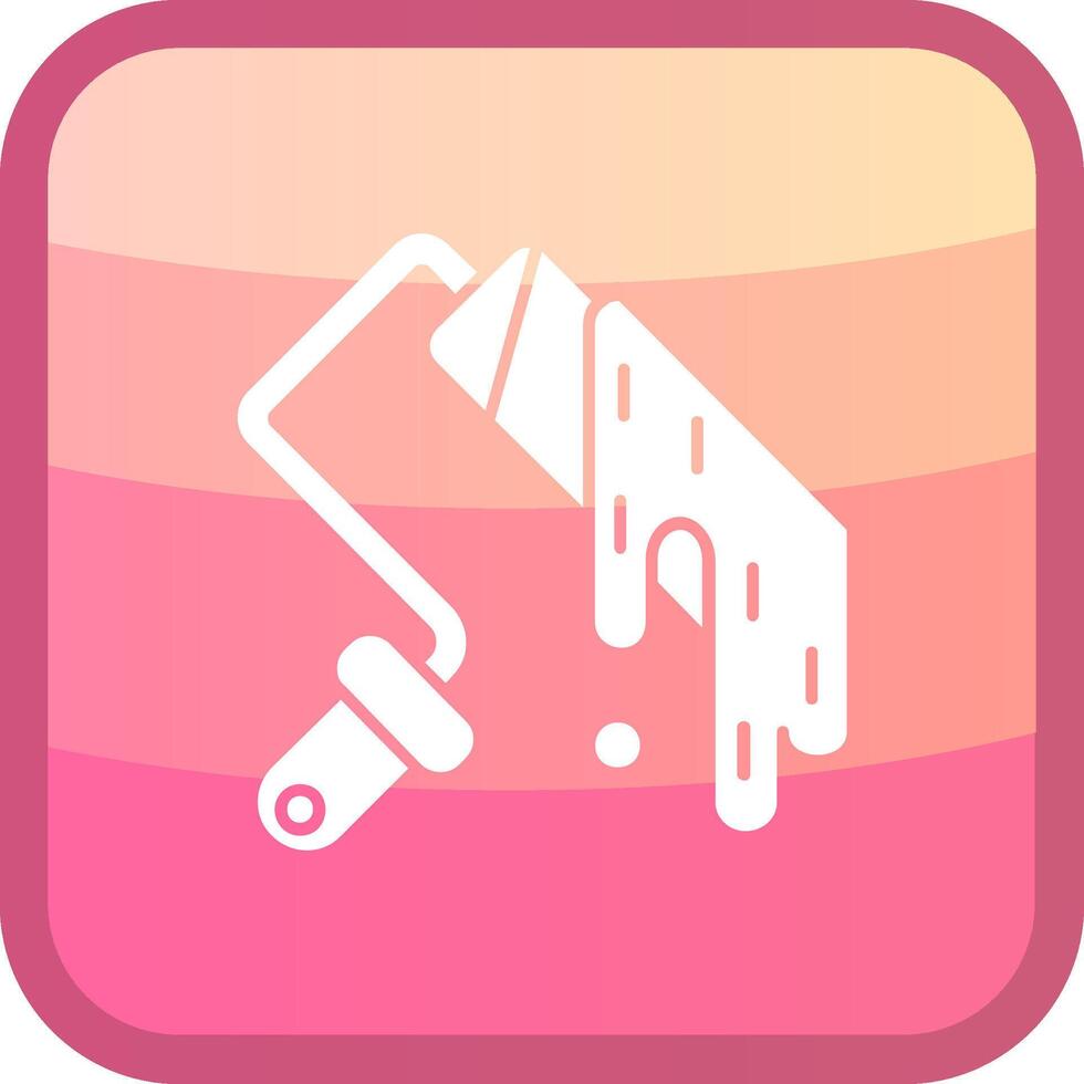Paint roller Glyph Squre Colored Icon vector