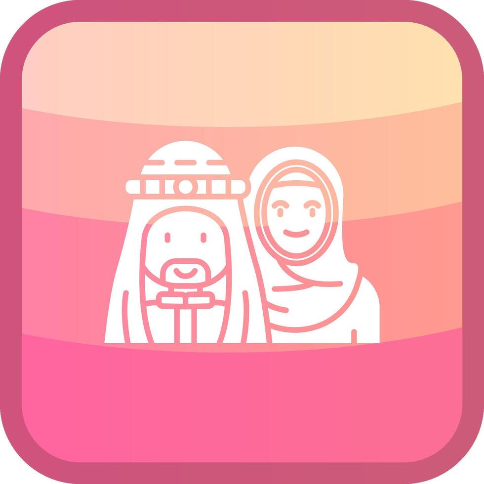 Muslim Glyph Squre Colored Icon vector