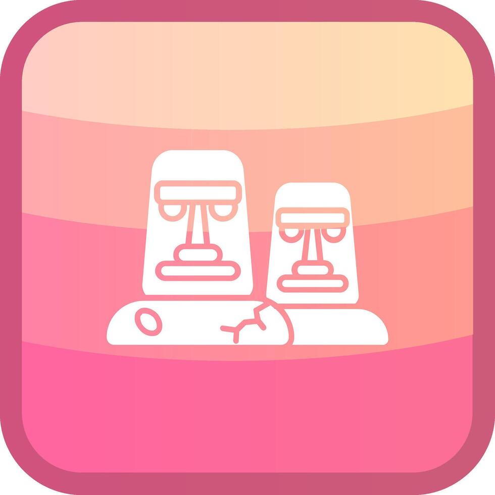 Moai Glyph Squre Colored Icon vector