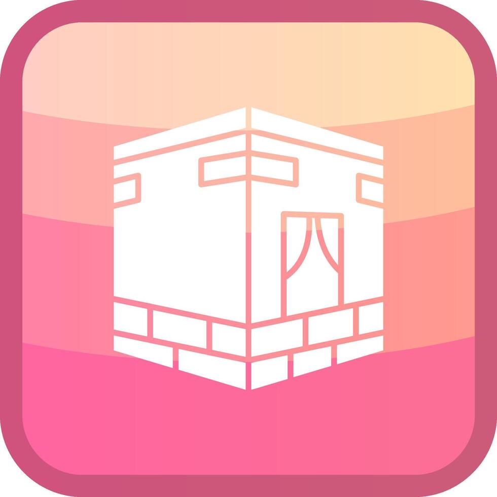 Qibla Glyph Squre Colored Icon vector