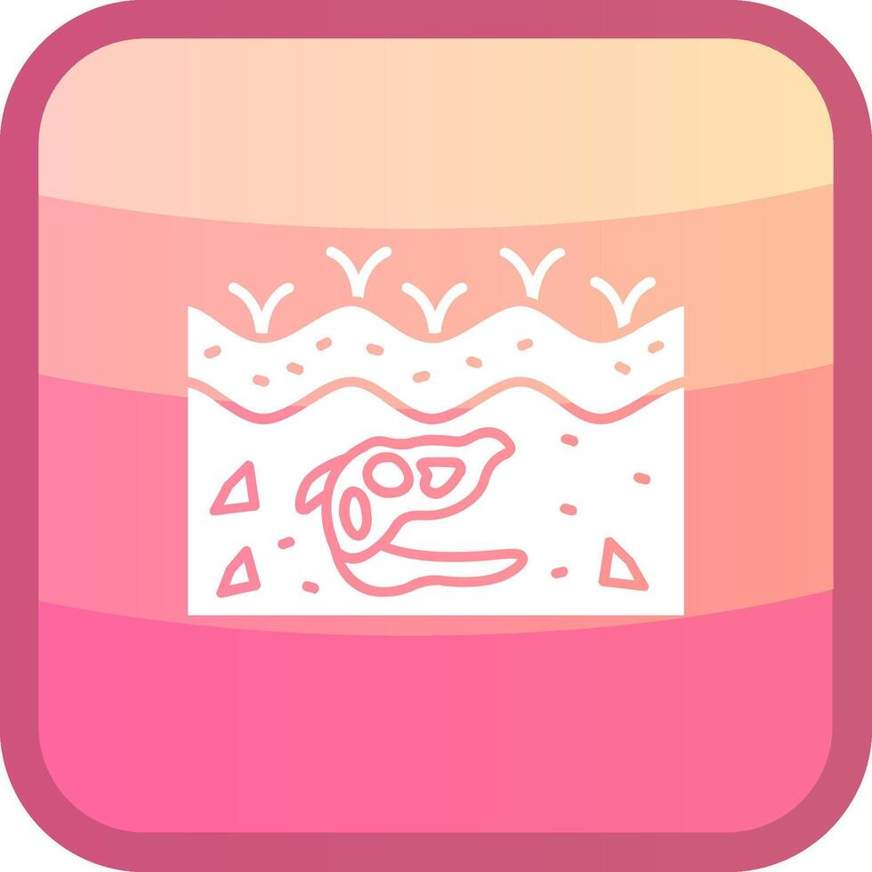 Fossil Glyph Squre Colored Icon vector