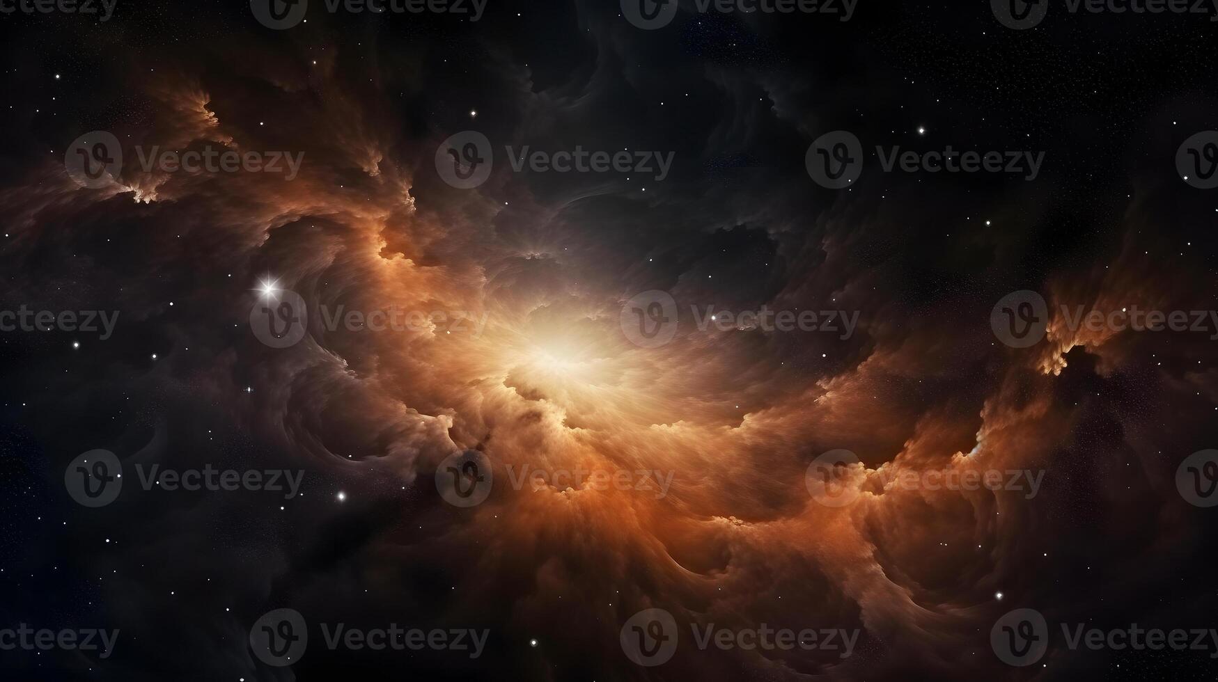 AI generated fantastic space nebula with glowing cosmic clouds on black background, neural network generated image photo