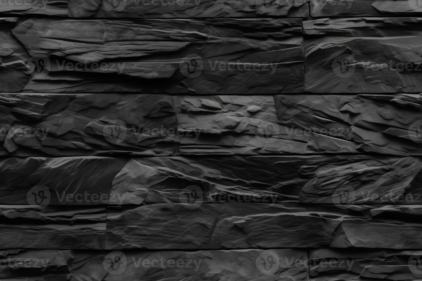 AI generated Seamless texture of dark grey black slate tile wall, neural network generated image photo