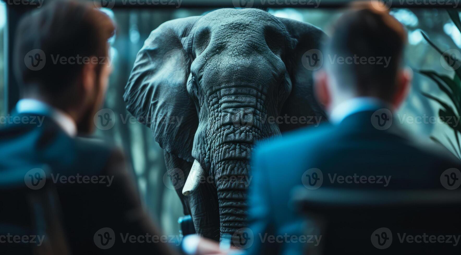 AI generated Elephant in the room, a concept of ignoring problems and difficult situations photo