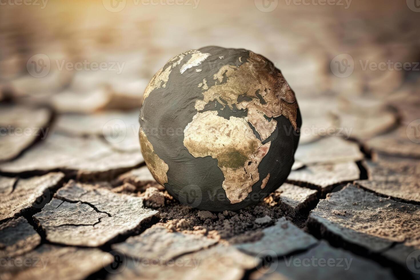 AI generated Dried planet, a concept of climate change, drought, and global warming and dry earth photo