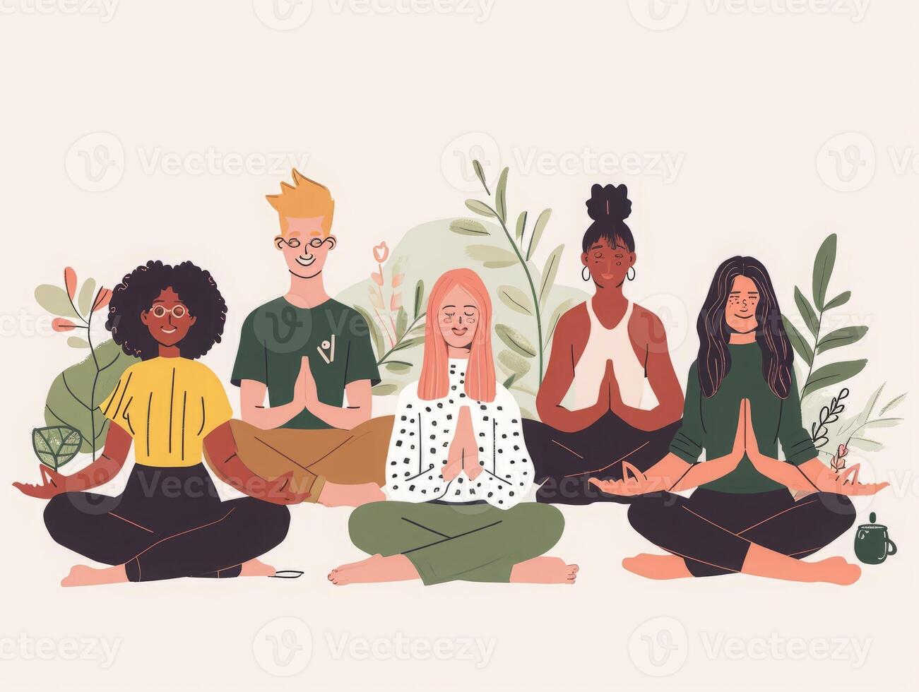 Yoga woman in lotus pose on nature background. Vector illustration. Ai  Generated 30494236 Stock Photo at Vecteezy