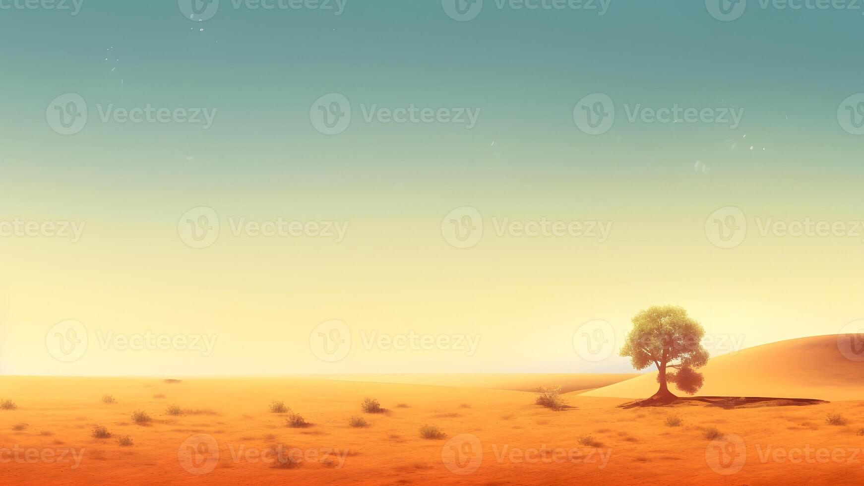 AI generated A lone tree in the middle of a desert, neural network generated image photo