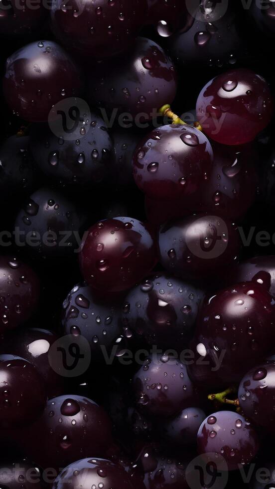 AI generated Fresh grapes seamless texture and full-frame background adorned with glistering water drops, neural network generated image photo