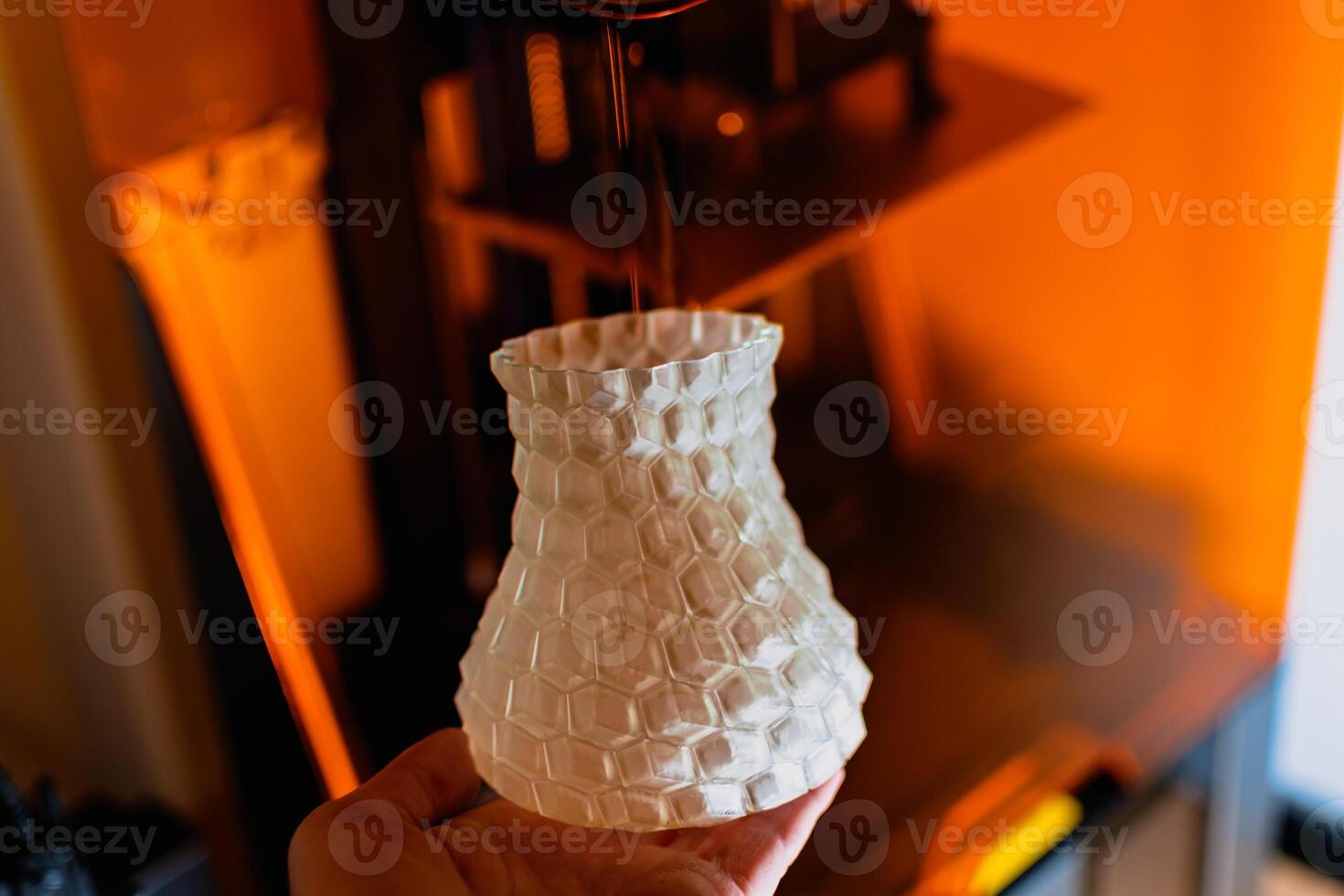 Resin 3d printed vase, detail and precision with a sla 3d printer photo