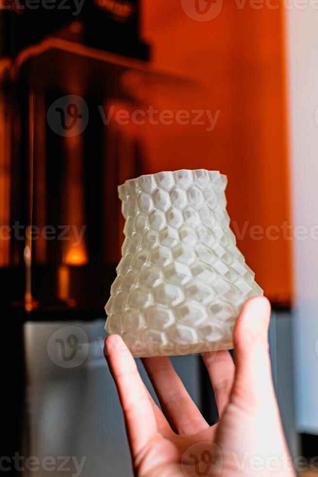 Resin 3d printed vase, detail and precision with a sla 3d printer photo