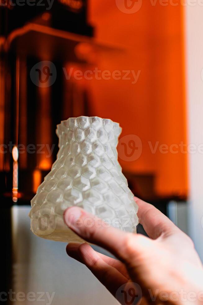 Resin 3d printed vase, detail and precision with a sla 3d printer photo