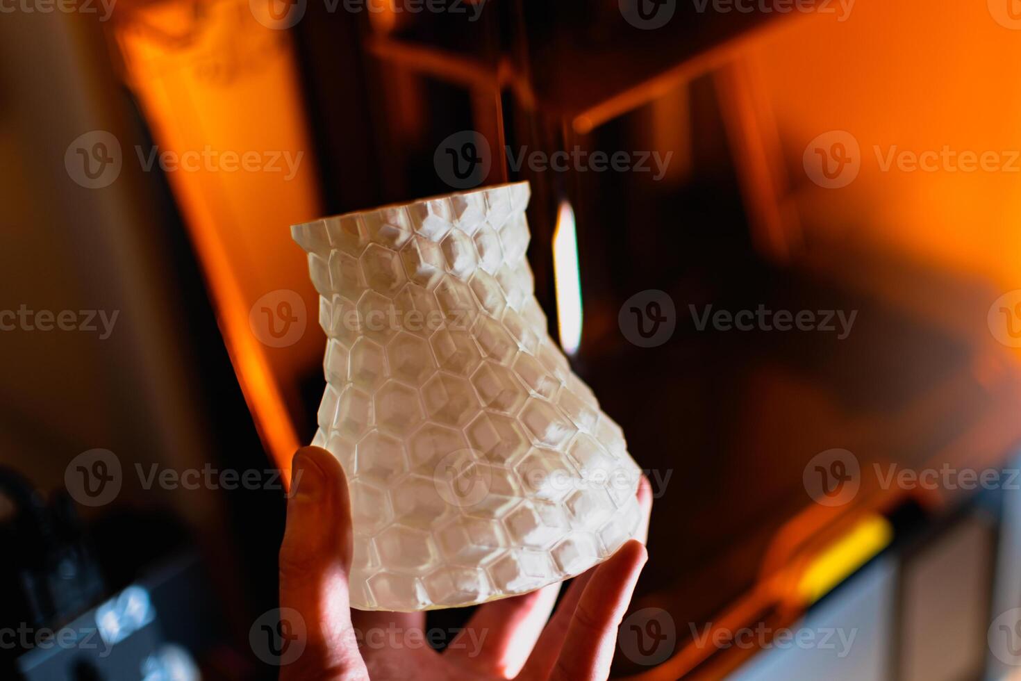 Resin 3d printed vase, detail and precision with a sla 3d printer photo