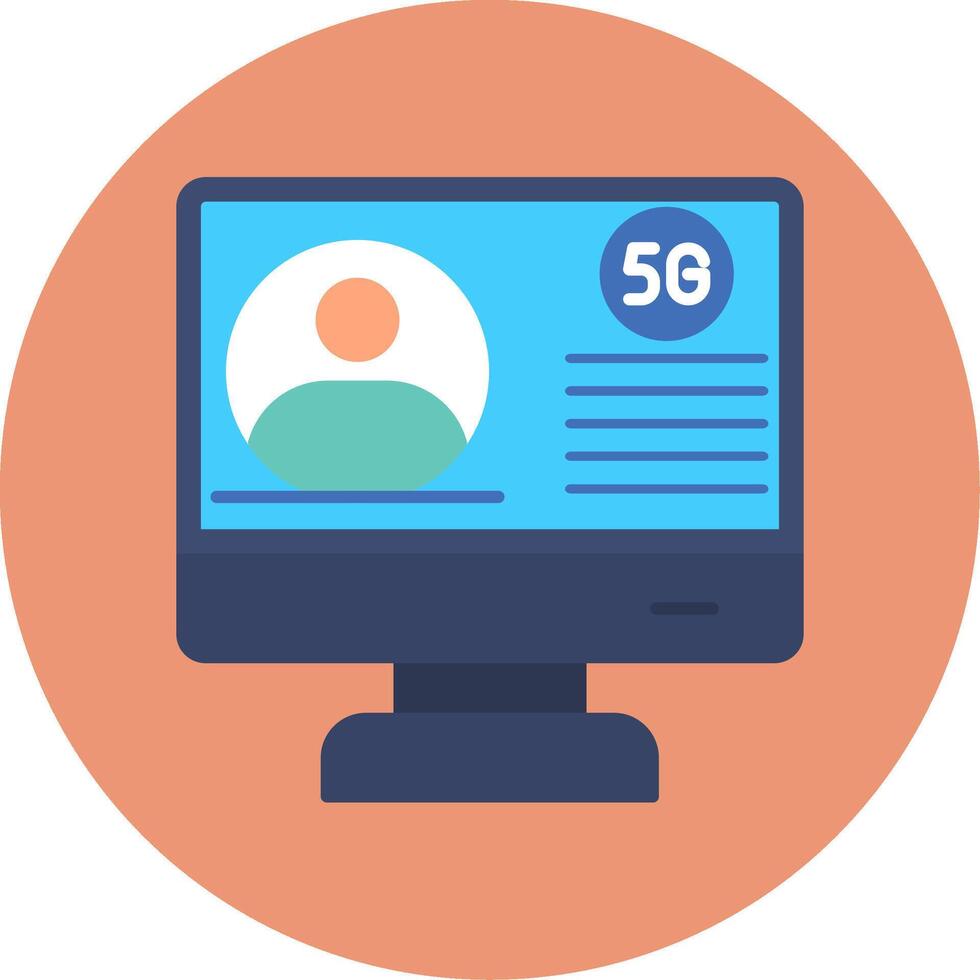 Video Conference Flat Circle Icon vector