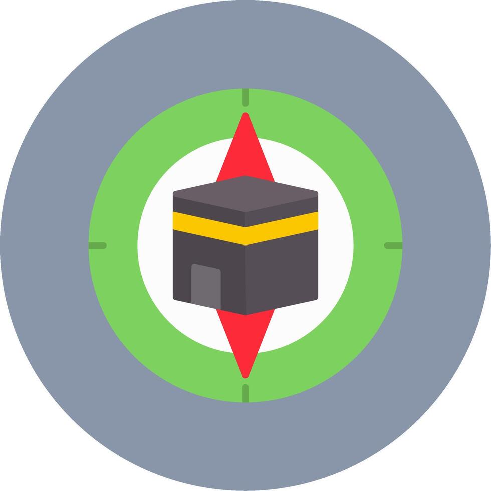 Qibla Compass Flat Circle Icon vector