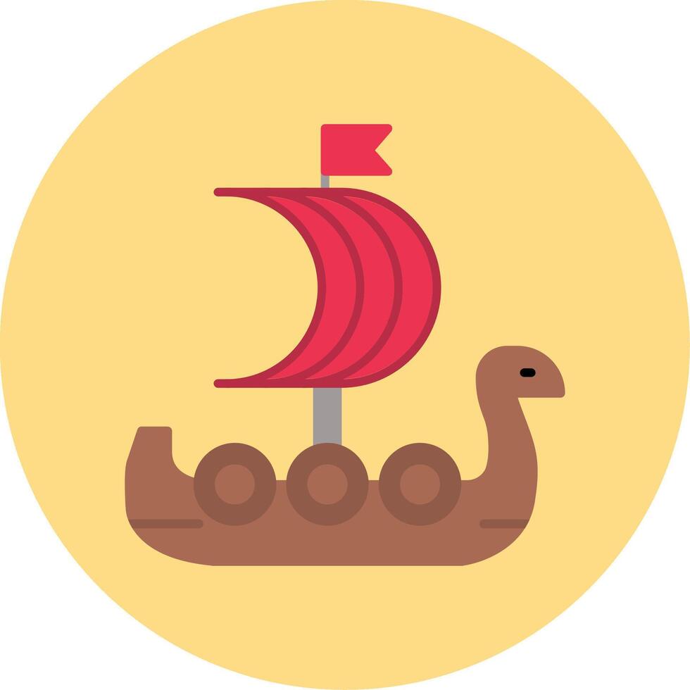 Viking Ship Flat Circle Icon vector