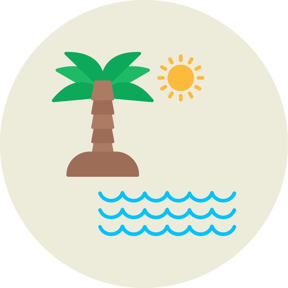 Beach Flat Circle Icon vector