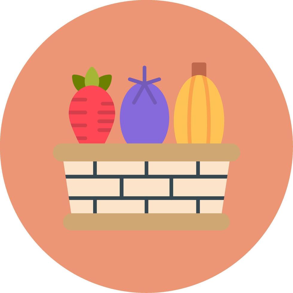 Vegetable Basket Flat Circle Icon vector