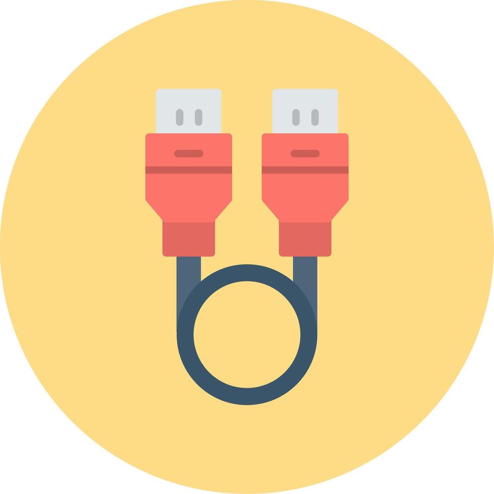 Usb Cable Flat Circle Icon vector