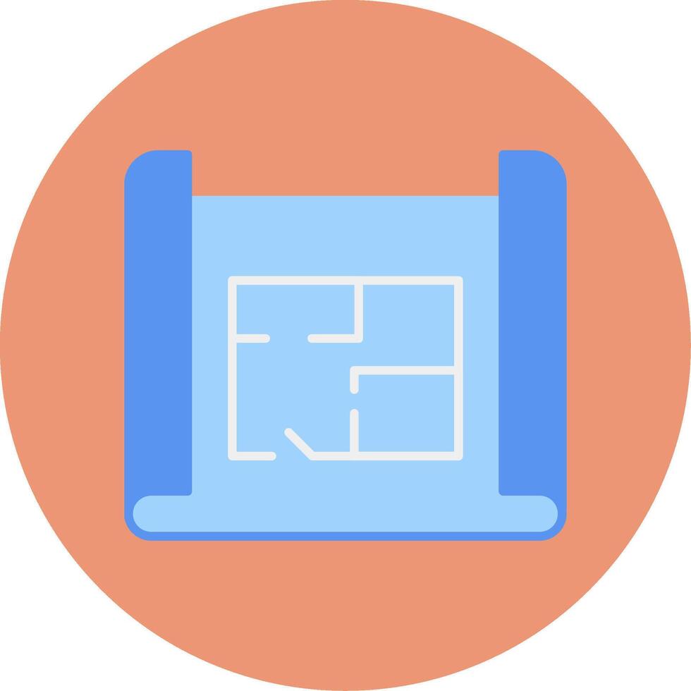 Blue Print Flat Circle Icon vector