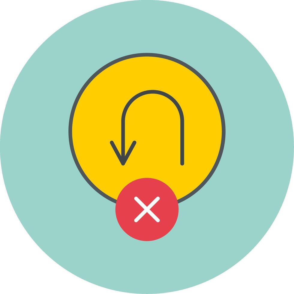 No U Turn Flat Circle Icon vector