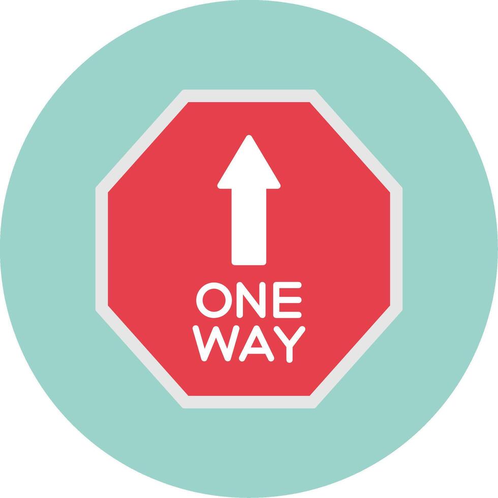 One Way Flat Circle Icon vector