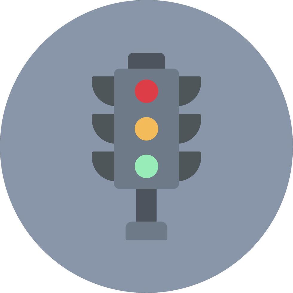 Traffic Lights Flat Circle Icon vector