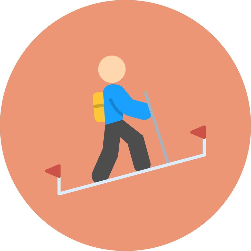 Hiking Flat Circle Icon vector