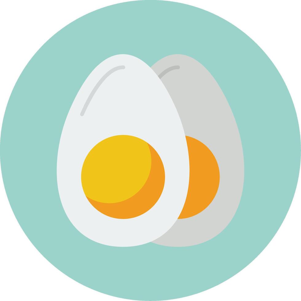 Boiled Egg Flat Circle Icon vector