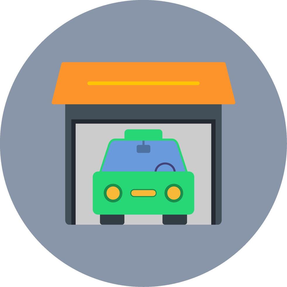 Garage Flat Circle Icon vector