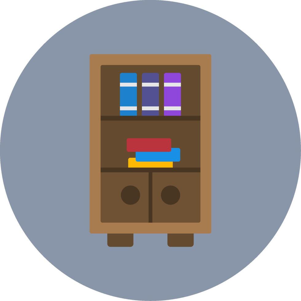 Book Shelf Flat Circle Icon vector