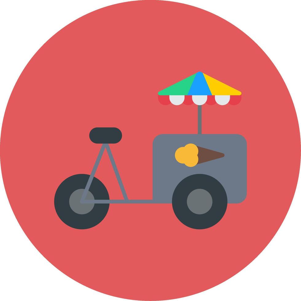 Ice Cream Cart Flat Circle Icon vector