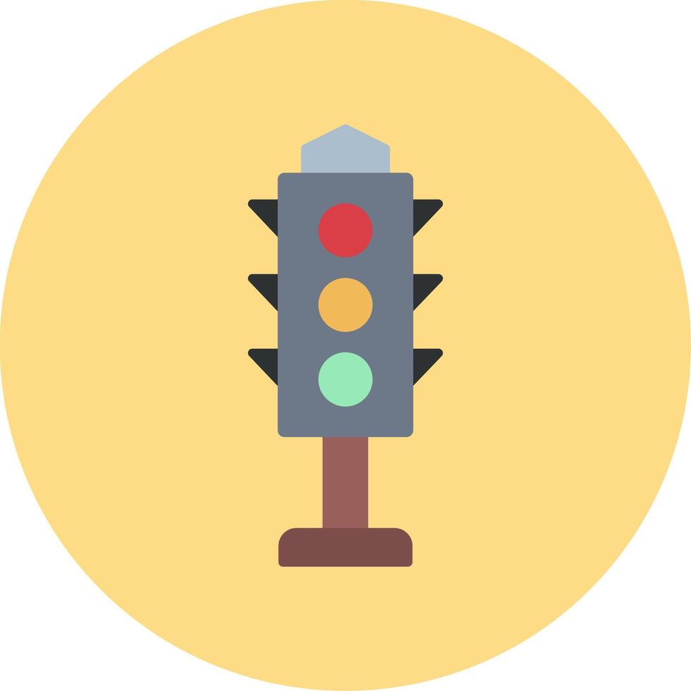 Traffic Lights Flat Circle Icon vector