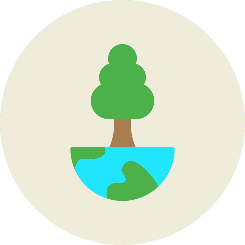 World Tree Flat Circle Icon vector