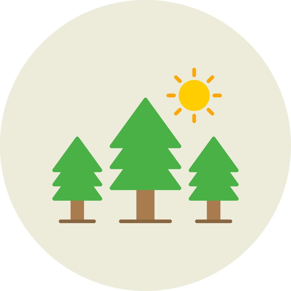 Pine Trees Flat Circle Icon vector