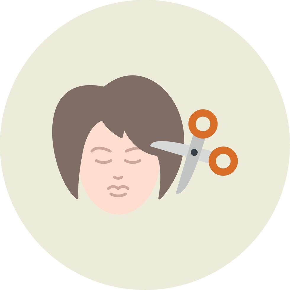 Woman Hair Flat Circle Icon vector