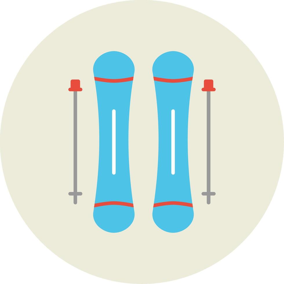 Skiing Flat Circle Icon vector