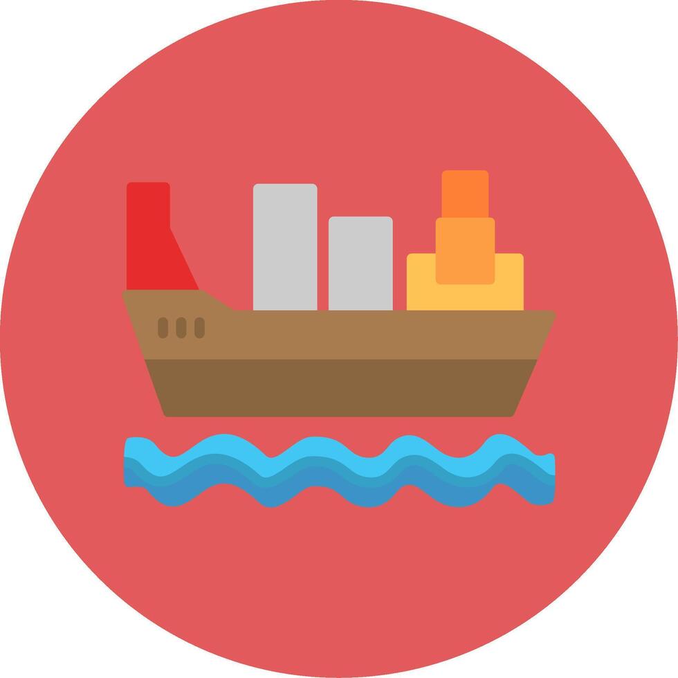 Cargo Ship Flat Circle Icon vector