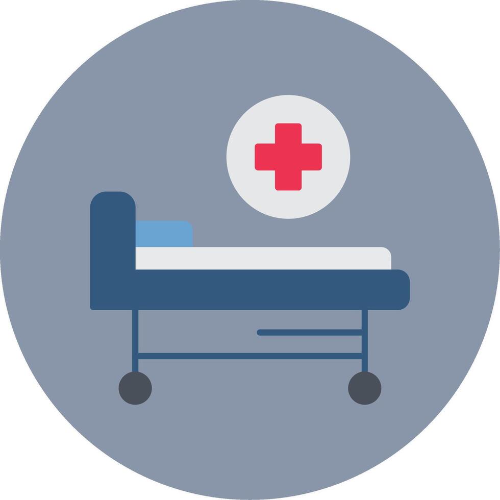 hospital cama plano circulo icono vector
