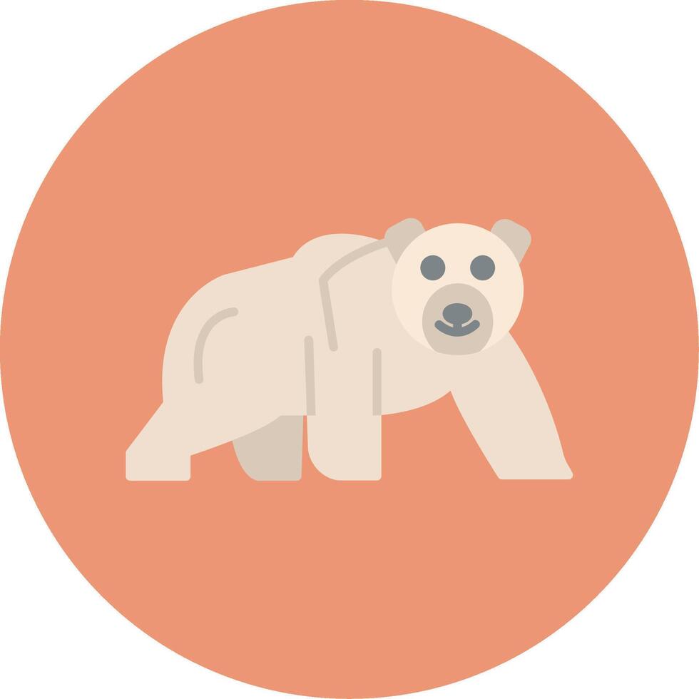 Polar Bear Flat Circle Icon vector