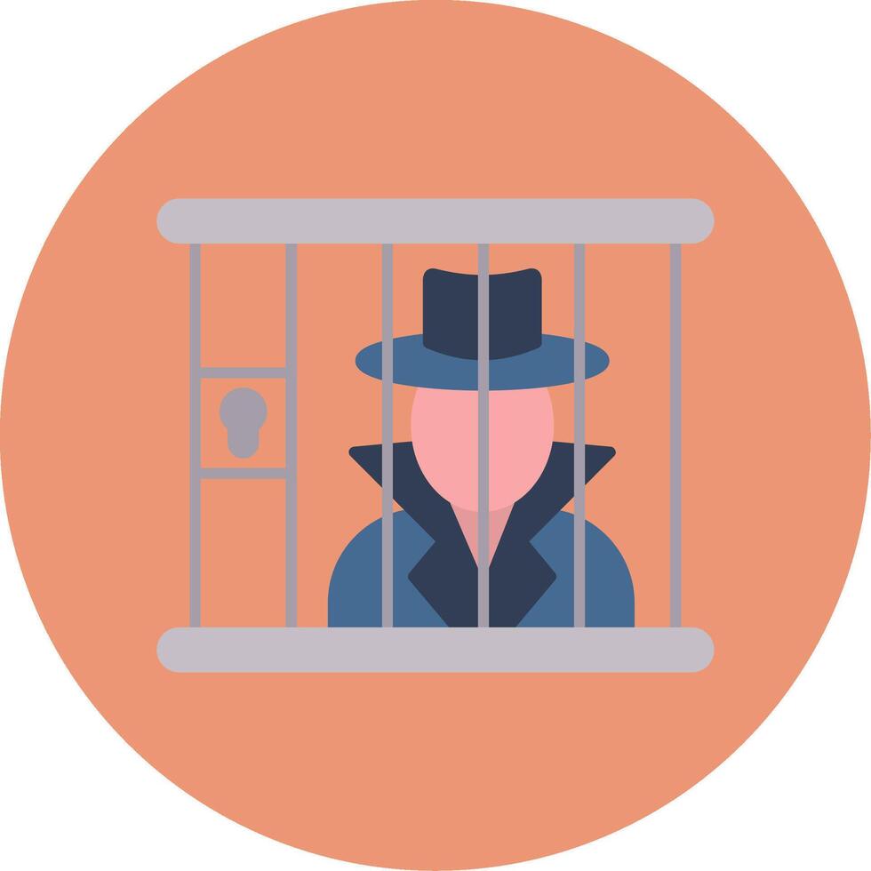 Criminal behind bars Flat Circle Icon vector