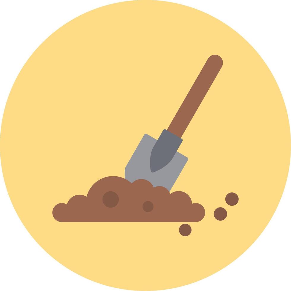 Shovel In Soil Flat Circle Icon vector