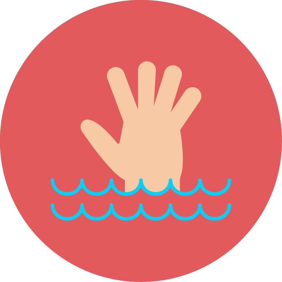Drowning Flat Circle Icon vector