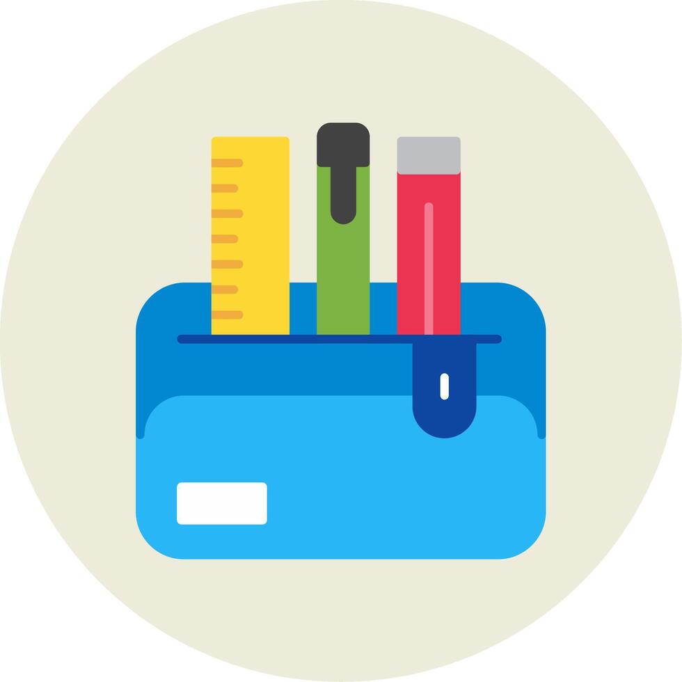 Pencil Case Flat Circle Icon vector