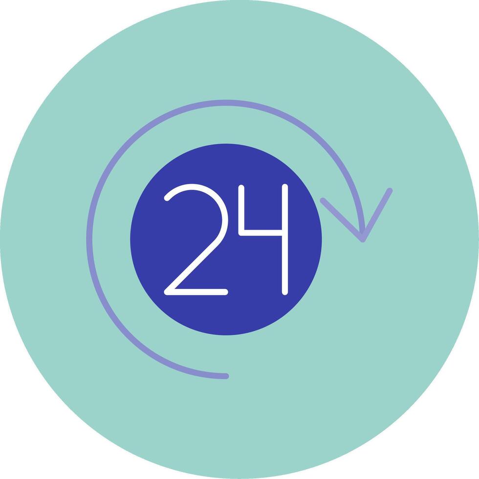 Open 24 Hours Flat Circle Icon vector