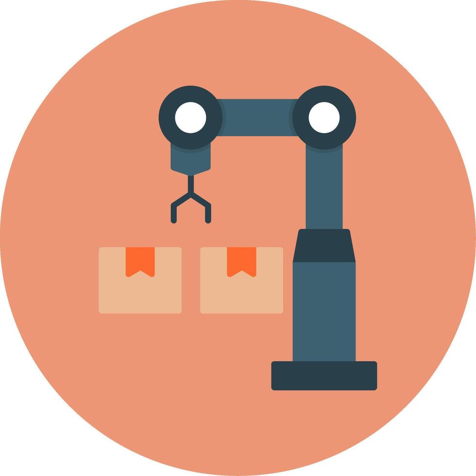 Industrial Robot Flat Circle Icon vector