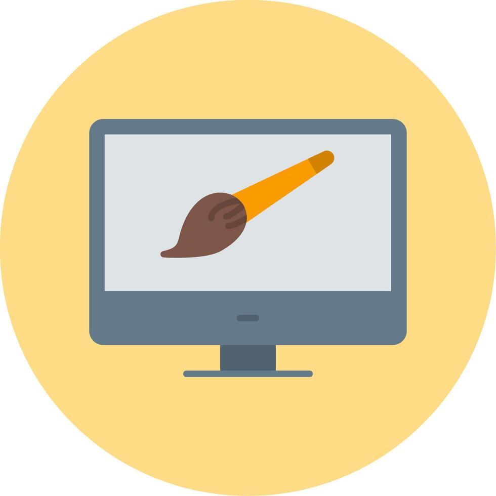 Brush Flat Circle Icon vector