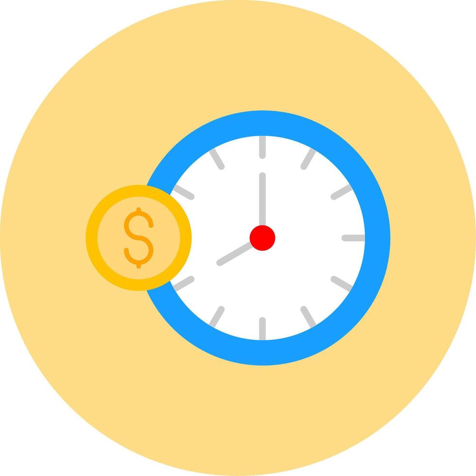 Time Is Money Flat Circle Icon vector