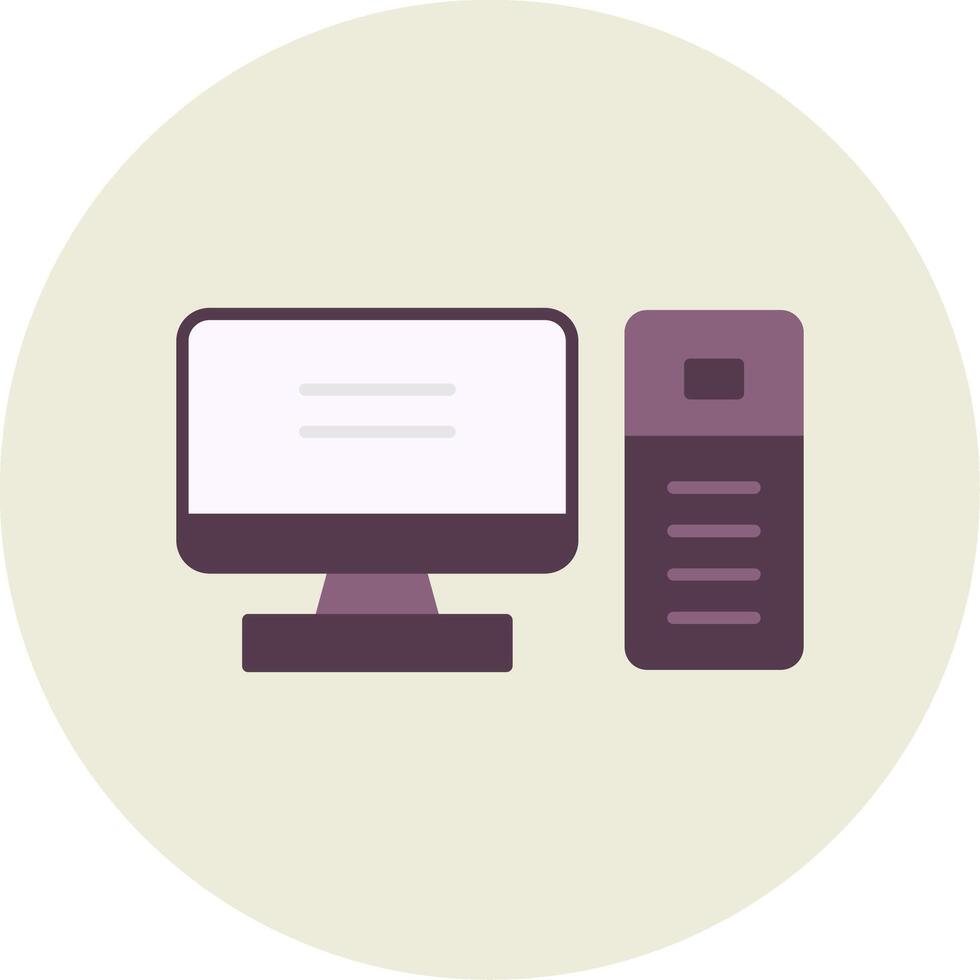 Computer Desktop Flat Circle Icon vector